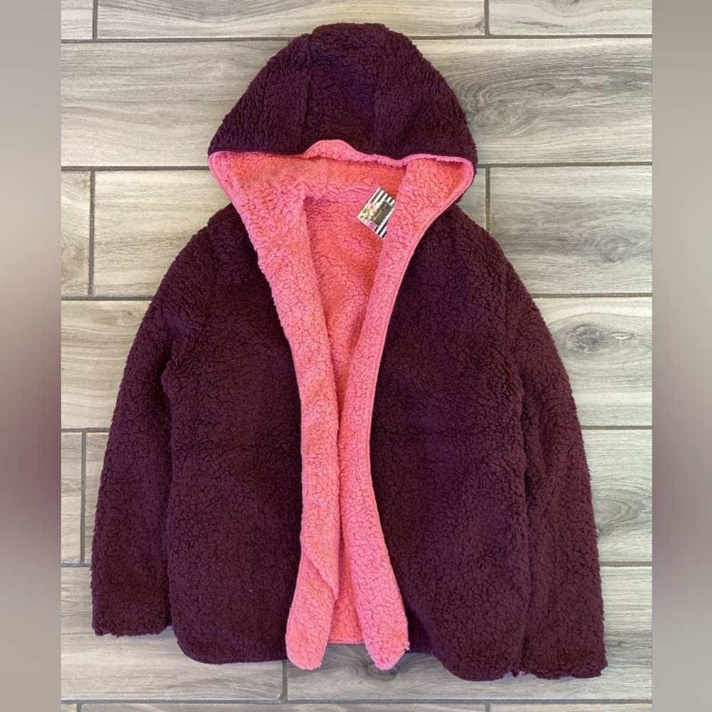 Cozy Pink and Burgandy Sherpa  Jacket